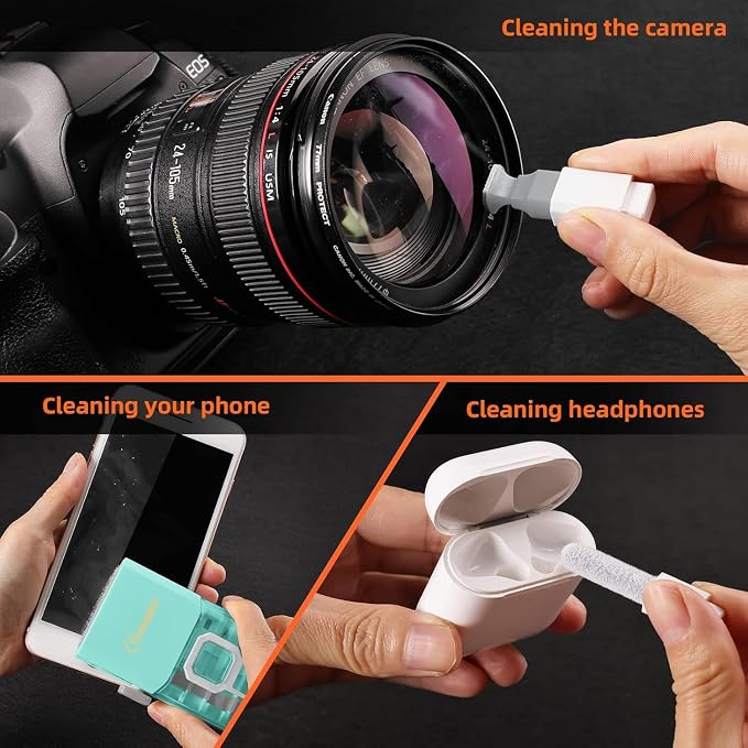 All-in-1 Keyboard Cleaner Laptop Cleaning Kit,Computer Screen-Safe Tools | MacBook iPad iPhone,Electronics Brush Tool for PC Camera Lens Earbuds,Deep Cleaning Spray Cloth, High-Density Soft Brush - Image 4