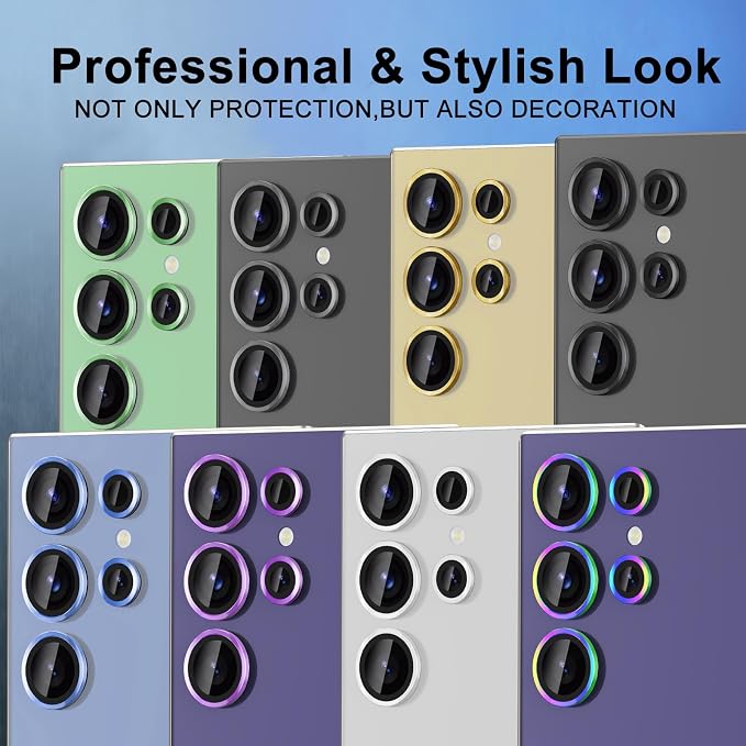for Samsung Galaxy S25 Ultra Camera Lens Protector, Individual Metal Ring Tempered Glass Lens Cover, [Strong Adsorption] Scratch Resistant Ultra-Thin HD Clear Lens Cover, 1 Set-Gold - Image 7