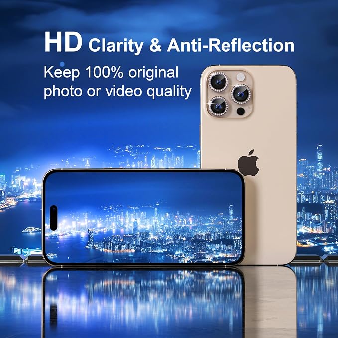Misea Compatible for iPhone 16 Pro/iPhone 16 Pro Max Camera Lens Protector | 9H Tempered Glass Ultra HD Bling Camera Screen Protector Cover Metal Individual Ring Accessories, Desert Titanium Diamond - Image 4