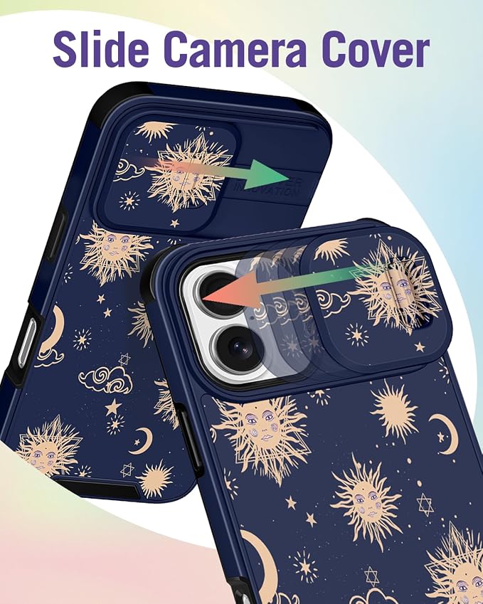 Buleens for iPhone 17 Case 6.3 Inch - with Ring Stand & Camera Cover Aesthetic Cute Designed for Women Girls Girly Kawaii Sun Moon Stars Unique Phone Case for iPhone 17 Compatible with Magsafe - Image 3