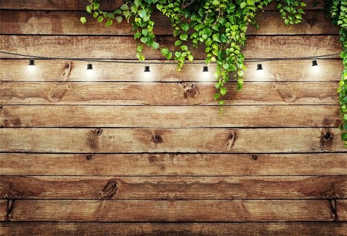 10x7ft Rustic Background for Photography Green Leaves Woodlands Photos Backdrops Wood Plank Backdrops for Weddings Birthday Baby Shower Party Barn Farmhouse Decorative Banner - Image 2