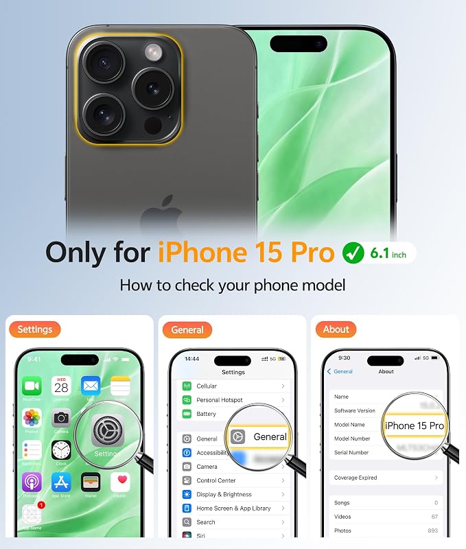 FNTCASE for iPhone 15 Pro Case, Fit for Magsafe, Screen Protector, Green | Full Camera Protection, Translucent Matte, 14FT Military Grade Drop Proof, Shockproof Protective Phone Cover - Image 2