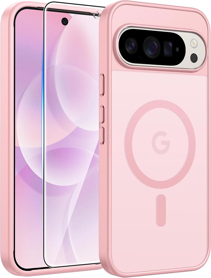 FNTCASE for Google Pixel 10 / Pixel 10 Pro Case, Compatible with Magsafe | Screen Protector, Translucent Matte, 14FT Military Grade Drop Protection, Shockproof Protective Phone Cover, Light Pink by FNTCASE