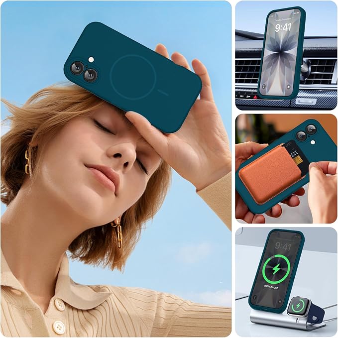 Miracase Silicone & Magnetic for iPhone 17 Case, Teal | Compatible with MagSafe, Silicone Camera Control Cover, Soft Microfiber Lining, Shockproof Drop Protection Phone Case for 17 - Image 6