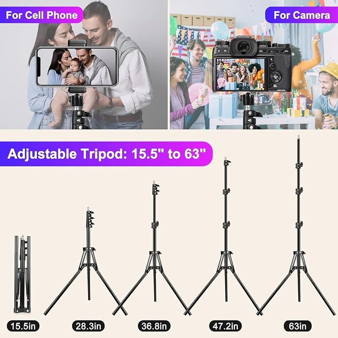 10.3" Selfie Ring Light with 73" Tripod Stand Phone iPad Holder-51 RGB Mode | Wireless Remote Circle Halo Light for iPhone, 12 Dimming Levels LED Ringlight with Stand for Makeup/Live Stream/Photo/TikTok - Image 5
