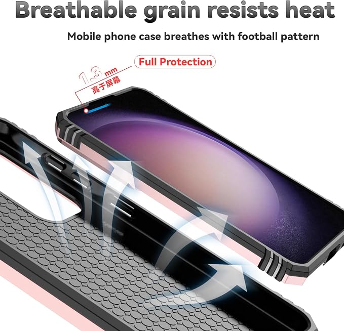 for Samsung Galaxy S24 Plus Case with Camera Lens Cover HD Screen Protector, Military-Grade Drop Tested Magnetic Ring Holder Kickstand Protective Phone Case for Samsung Galaxy S24 Plus (Rose Gold) - Image 9