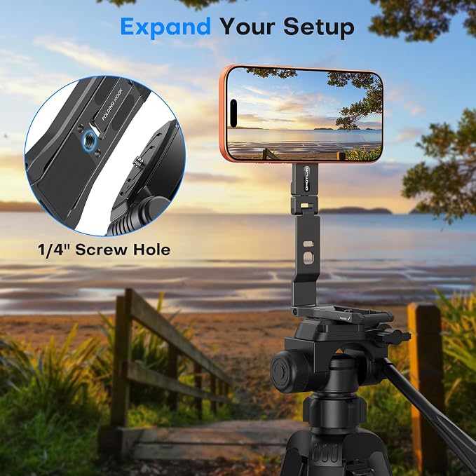 OMOTON TP03 [Ultra-Slim] 360° Rotating for MagSafe Tripod Stand with Hook | Tripod for iPhone 17 & Android, Dual-Side Magnetic, 1/4" Screw, Fits Vlog, Gym, Travel Essential Accessories, Women Men Gift - Image 4