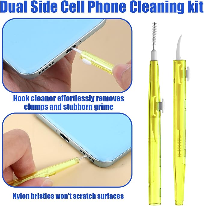 10 Pcs Phone Charge Port Cleaning Tool Kit Anti-Clogging Mini Brushes Cleaner Charging Port Cleaner Dual Side Multifunction Tools for Phone Camera Lens Speaker and Receiver - Image 7