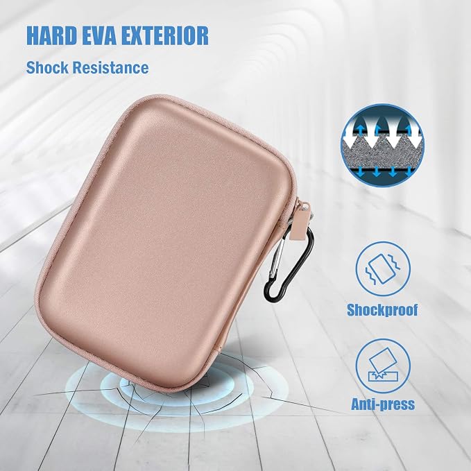 ProCase External Hard Drive Travel Case for 2.5" HDD/SSD -Rosegold | Fits Seagate Portable, Samsung T9, WD Elements, My Passport, Toshiba Canvio Basics, 1TB-5TB Drives, USB 3.0 HDD/SSD Storage - Image 4