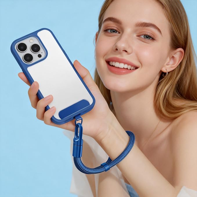Phone Wrist Strap Lanyard Hand Universal Adjustable Phone Finger Grip Wristlet with 3 Patches Tether Anti Theft for iPhone 16 Pro Max 15 14 Charms for Keychain USB Flash Drive Wallet ID Name Tag Blue - Image 5
