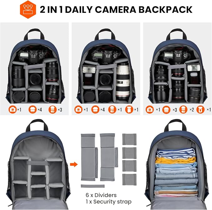 TARION Small Camera Backpack for Photographers Compact 12L Black TB-S | 13 Inch Laptop Compartment, Rain Cover, Bottom Tripod Holder, for DSLR Mirrorless Cameras, Everyday Shooting - Image 3