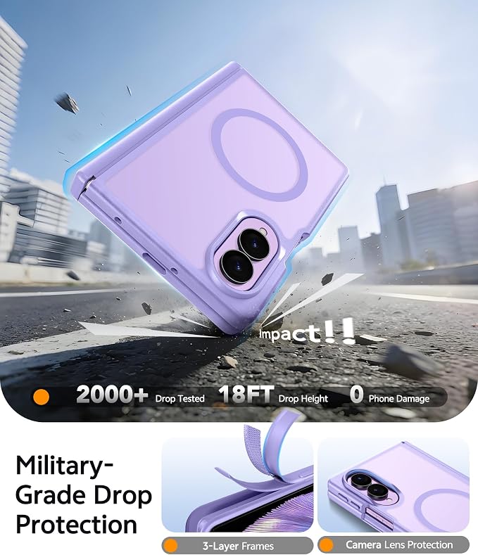 FNTCASE for Samsung Galaxy Z Fold 8 Case, Fit for Magsafe, Hinge Protection | Screen Protector, Translucent Matte Magnetic Back, 18FT Military Grade Drop Proof, Protective Phone Cover, Light Purple - Image 4