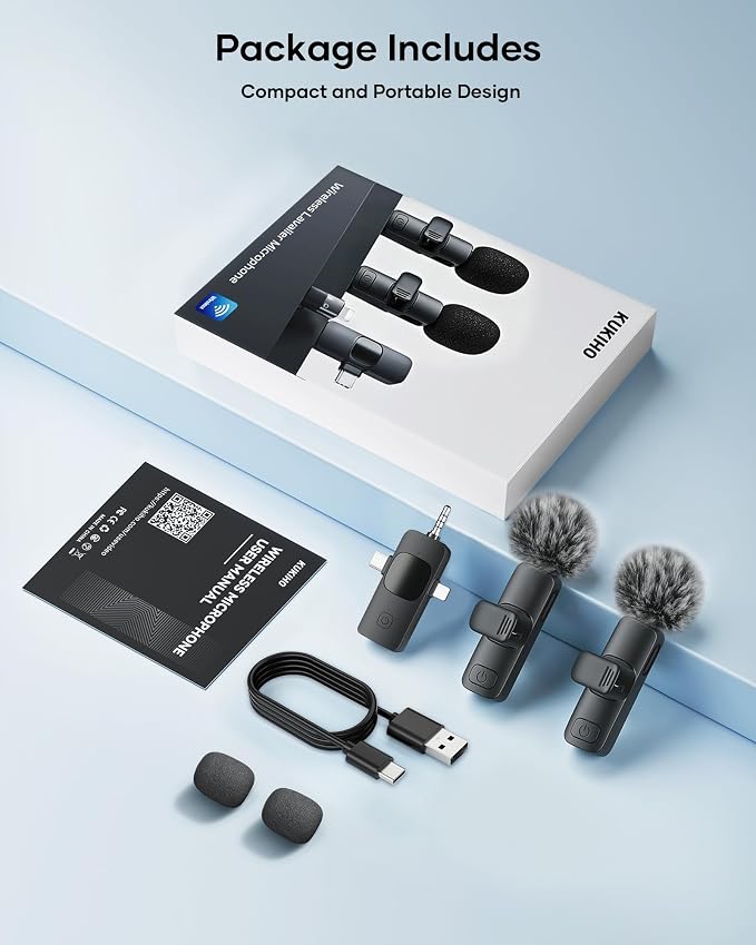 3-in-1 Wireless Lavalier Microphone for iPhone, iPad, Android, Camera - Noise-Canceling Mini Mic with 2.4G Ultra-Low Latency for Vlog, TikTok & YouTube Streaming (2 Mics) - Image 9