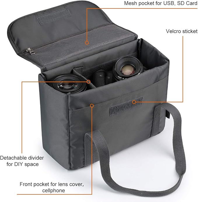 S-ZONE Waterproof Shockproof Foldable Camera Insert Bag Lens Cases Canon Nikon | Raindrop Proof, Fits in a Backpack, Suitable for DSLR/SLR Camera - Image 4