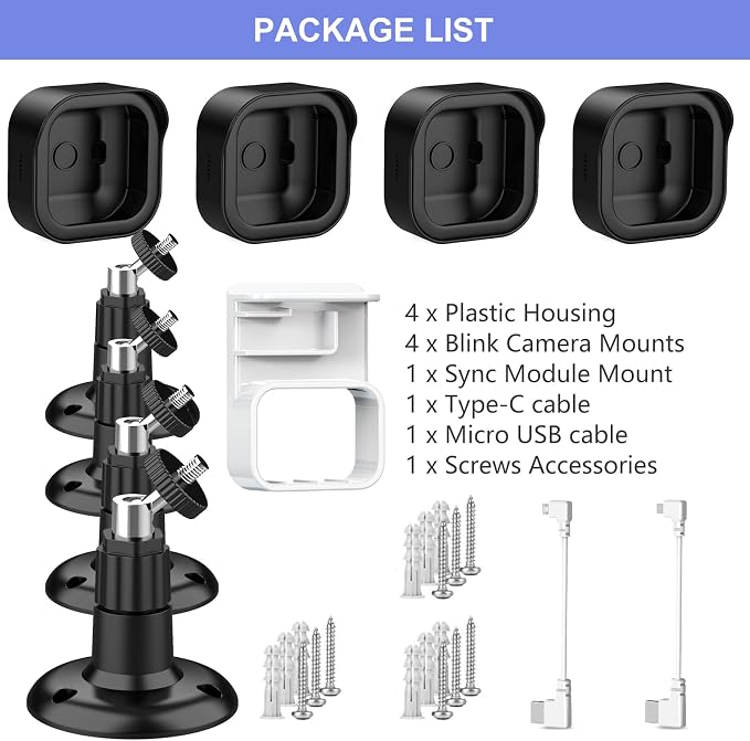 Wall Mount for Blink Outdoor 4/Outdoor 2K Camera, Blink Sync Module Mount | 4 Pack Weatherproof Protective Covers, 360 Degree Adjustable Mounting, Perfect View Angle for Camera System, Black - Image 7