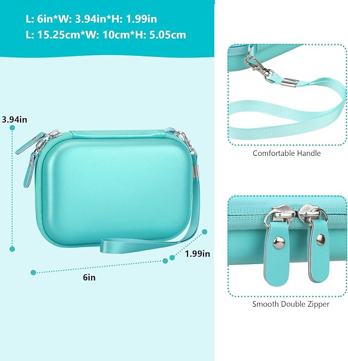 Hard Carrying Case for Kodak Step Instant Smartphone Photo Printer - Portable Mini Color Wireless Mobile Printer, Zipper Mesh Pocket for USB Cable, Photo Paper, Green - Image 3
