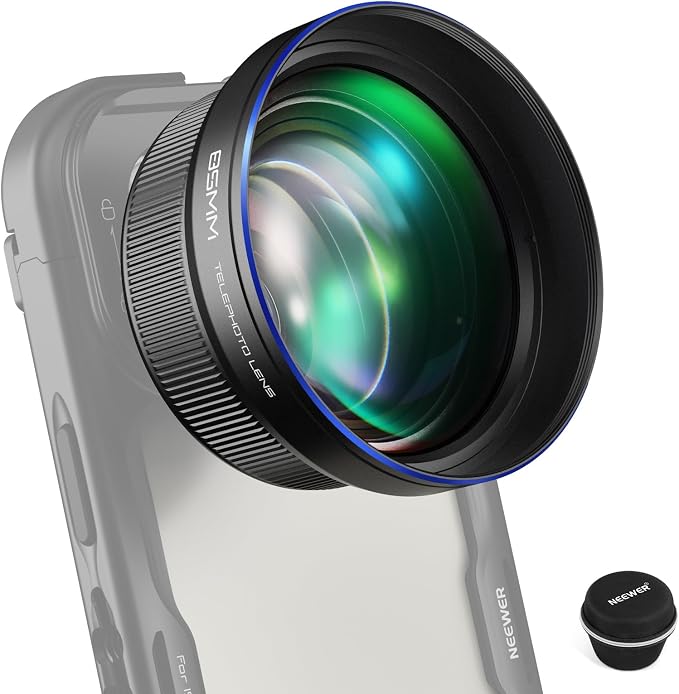 NEEWER HD 85MM Telephoto Phone Lens Only for 17mm Thread Backplate, LS-59 | 2.5X Magnification, Compatible with SmallRig NEEWER iPhone Samsung Phone Cage Case with 17mm Lens Adapter by Neewer