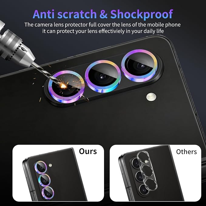 Camera Lens Protector for Samsung Galaxy Z Fold 5,1 Pack | Tempered Metal Glass Camera Cover, HD Clear Anti-Scratch Lens Screen Protector Film,Case Friendly,Colorful Titanium - Image 4