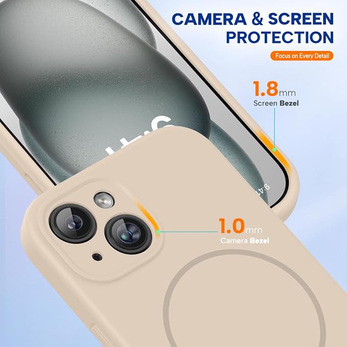 miracase Compatible with iPhone 15 Case, [Soft Anti-Scratch Microfiber Lining], Liquid Silicone Case Gel Rubber Shockproof Drop Protection Phone Case for iPhone 15, Sand - Image 4