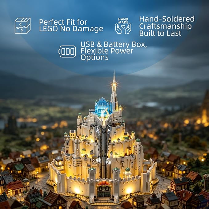 YEABRICKS LED Light for Lego 11377 Icons The Lord of the Rings: Minas Tirith Remote Control Version Building Blocks Model -Gift for Collectors & Hobbyists(Building Set NOT Included) - Image 3