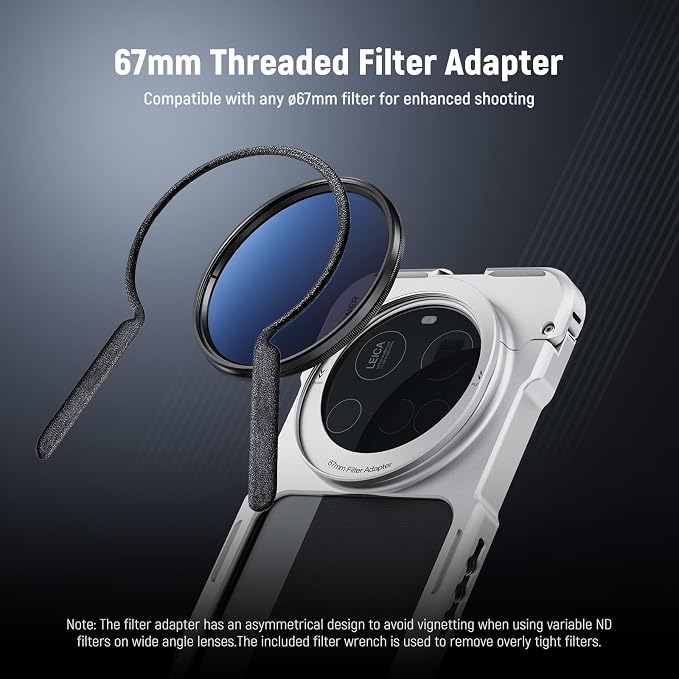 NEEWER 15 Ultra Cage, Quick Release Video Rig Case Phone Stabilizer Holder Compatible with Xiaomi 15 Ultra with 67mm Filter Adapter & 17mm Lens Backplate for Video Recording Filming, PA091 Silver - Image 4