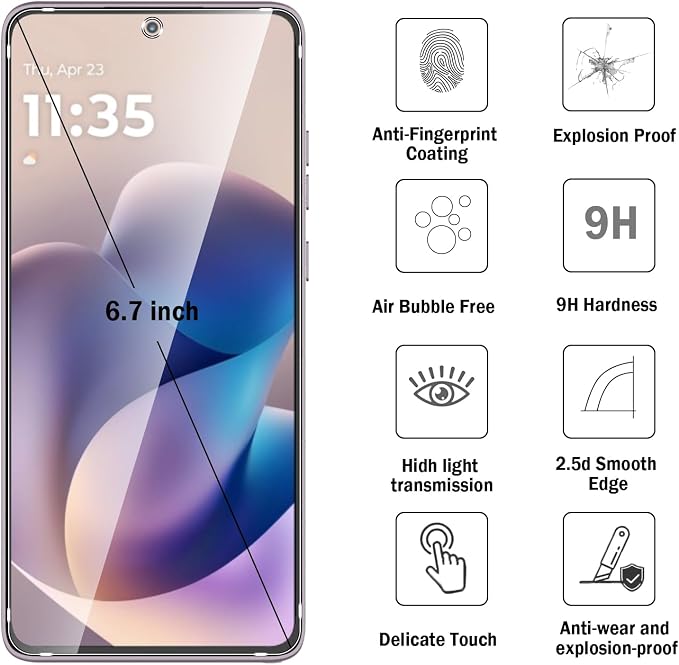 2+2 Pack for Moto G Stylus 2026/2025 Screen Protector with Camera Lens Protector,Full Coverage 9H Tempered Glass Film,HD Clear Scratch Resistant,Bubble-Free for Moto G Stylus 5G 2026 Screen Protector - Image 2