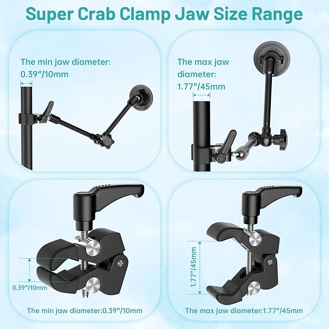 Magnetic iPad Holder Alloy Magic Arm Mount for Microphone Music Stand | Strong 20xN52 Magnets 360°Adjustable Tablet Mount,Compatible with MagSafe 4.7~13.5"iPad/Pro/Mini/Air,Galaxy Tab/Nexus/iPhone - Image 9