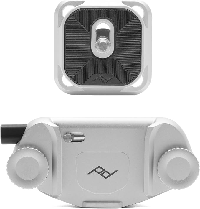 Peak Design Capture Camera Clip V3, Silver with Plate, Holds DSLR, Compact and Point and Shoot Bodies, Secure, Stable and Accessible, Attaches to Straps and Belts, Quick Release, 200 lb Capacity by PeakDesign