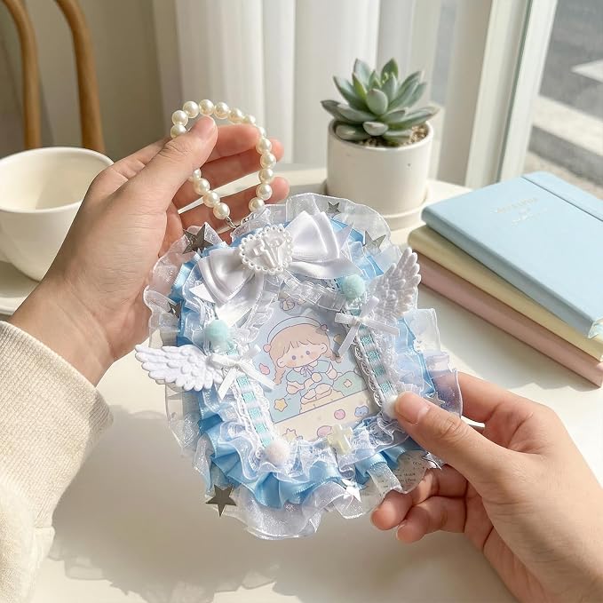 Lace Photocard Holder with Wing Bows, Cute ID Badge Holder for Idol Card | Photocard Holder With Chain for Ita Bag Accessories, Photo Protector, Display Daily Carry - Image 6