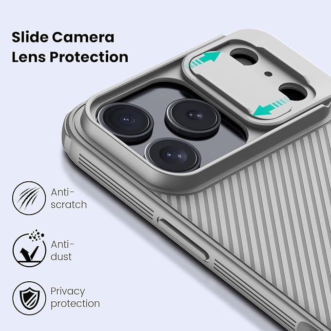 Nillkin for iPhone 17 Pro Case with Slide Camera Cover & Thin Slim Fit | Shockproof Protective | Protector Privacy | Phone Case Camera Lens Protector, Gray - Image 2
