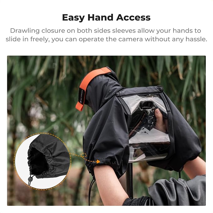 K&F CONCEPT Camera Rain Cover, Waterproof Camera Cover for Nikon Canon Sony | Anti-Fog Window, Waterproof Zipper, Secure & Non-Slip Hold, DSLR/Mirrorless & Lenses Compatible, Raincoat Design, BR01 - Image 6