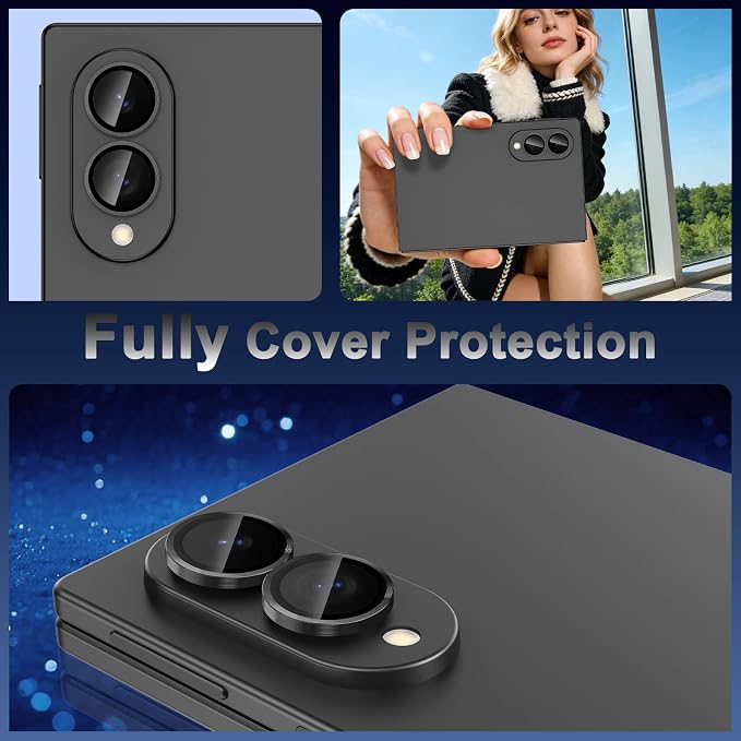Meshine for Samsung Galaxy Z Fold 8 Camera Lens Protector,Scratch Proof,Strong Adsorption,9H Hardness with Metal Ring Camera Cover,Ultra Thin Case Friendly,Accessories Lens Protector,Black - Image 8