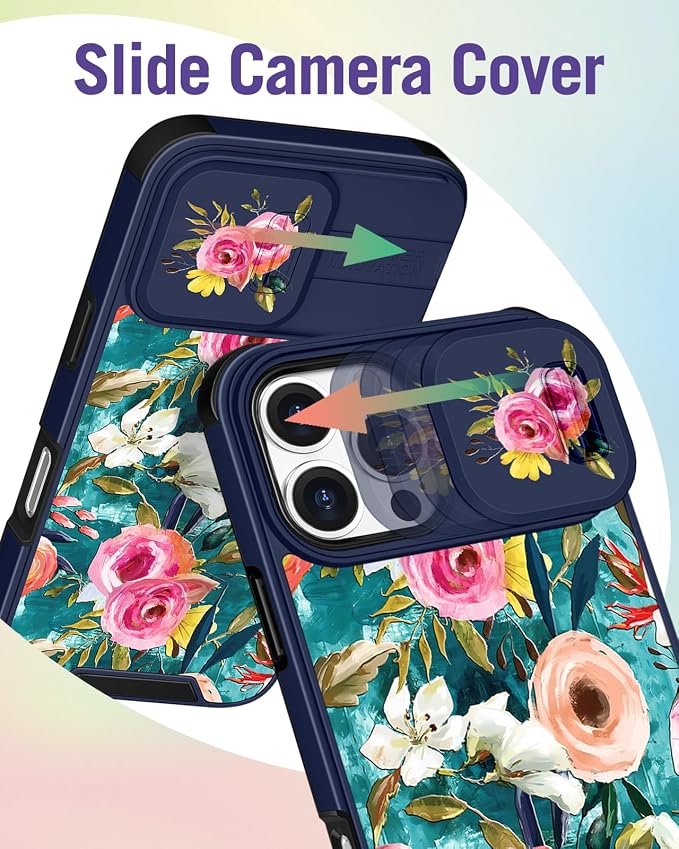 Buleens for iPhone 16 Pro Max Case 6.9 Inch - with Ring Stand & Camera Cover Aesthetic Cute Designed Women Girls Girly Pretty Flowers Kawaii Phone Case for iPhone 16 Pro Max Compatible with Magsafe - Image 3
