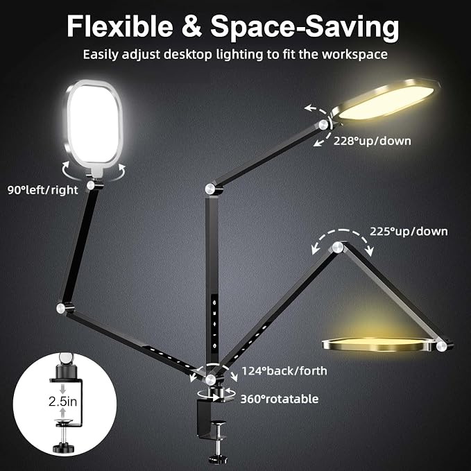 Video Conference Lighting for Computer, Dimmable Light for Video Recording, Meeting, Laptop & Webcam, 15W Ring Light for Desk with C- Clamp, Swing Arm, Remote, Memory & Timer CRI >95 - Image 3