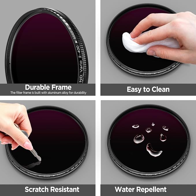 52mm Variable ND2-ND400 Filter with Upgraded Phone Clip, Neutral Density Filter Lens for iPhone 16/15/14/13 Pro Max Samsung Moto Google TCL, HD Double-Sided Multi-Coated Glass - Image 6