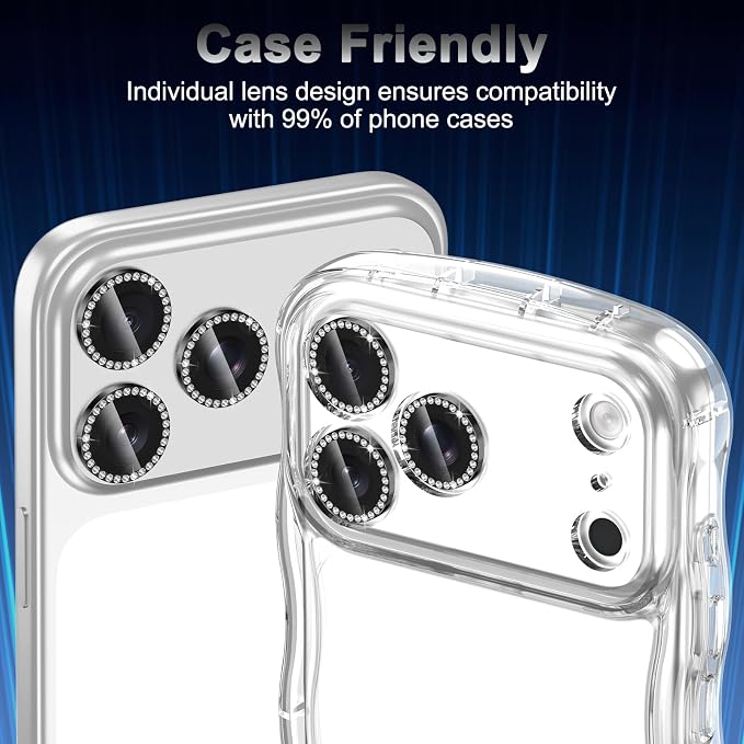 Meshine for iPhone 17 Pro/17 Pro Max Camera Lens Protector,Scratch Proof,Strong Adsorption,9H Hardness with Metal Ring Camera Cover,Ultra Thin Case Friendly, Accessories Lens Protector,Shiny Black - Image 6