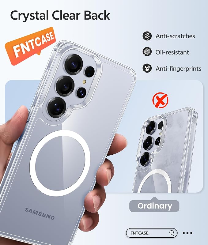 FNTCASE for Samsung Galaxy S25 Ultra Case Clear, Fit for Magsafe | Screen Protector, Anti Yellowing Magnetic Back, 14FT Military Grade Drop Protection, Shockproof Protective Phone Cover - Image 5