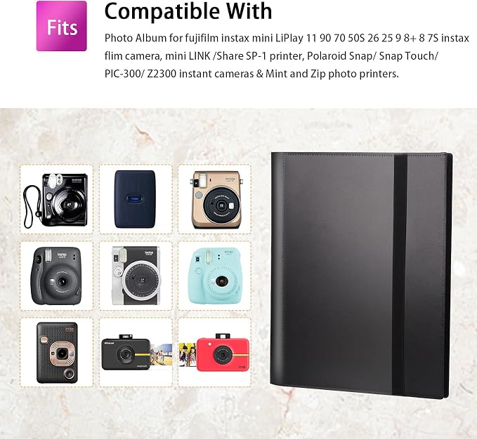 432-Pocket Photo Album For Polaroid 2x3 In Photos Instant Camera | Fit Fujifilm Instax Mini Series, Evo, Liplay Instant Cameras, Photo Book For Birthday, Anniversary, Families Memories, Black - Image 4