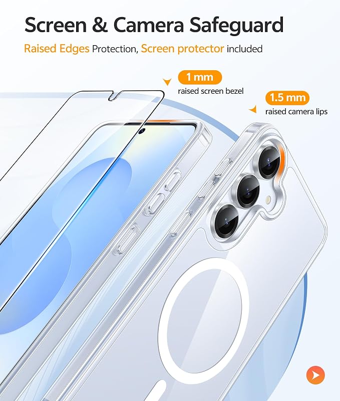 FNTCASE for Samsung Galaxy S25/S24 Plus Case Clear, Fit for Magsafe | Screen Protector, Anti Yellowing Magnetic Back, 14FT Military Grade Drop Protection, Shockproof Protective Phone Cover - Image 4
