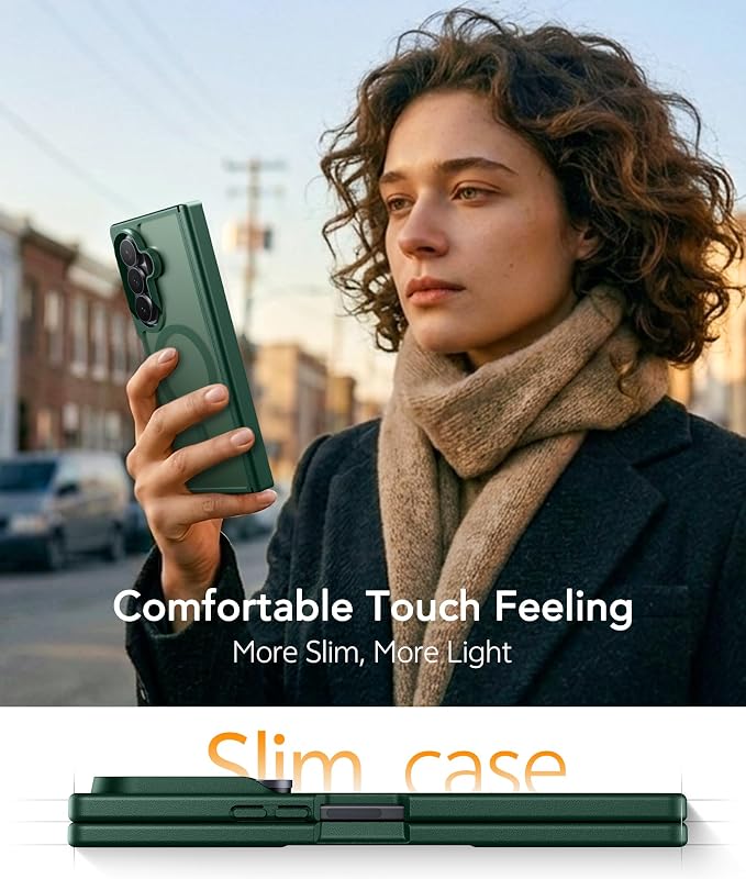 FNTCASE for Samsung Galaxy Z Fold 7 Case, Hinge Protection, Fit for Magsafe | with Screen Protector, Translucent Matte Magnetic Back, 18FT Military Grade Drop Proof, Protective Phone Cover, Green - Image 8