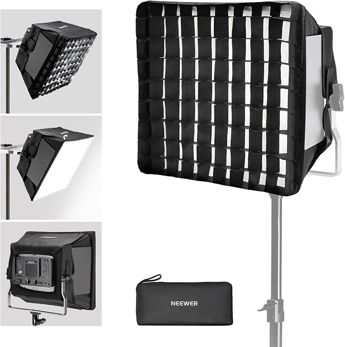 NEEWER Upgraded Softbox Diffuser for NL660 RGB660 PRO II LED Light, NS4S | 12.6"x11.6", Foldable, Grid, Bag, Blackout Hood, No Need to Remove Barndoors, Quick Set Up for Soft Light by Neewer