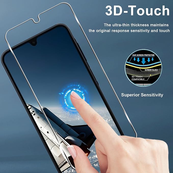 [3+3 Pack] Galaxy A16 5G Screen Protector + Camera Lens Protector, 9H Tempered Glass, Anti Scratch, Easy Installation, Bubble Free, HD Screen Protector for Samsung Galaxy A16 5G - Image 6