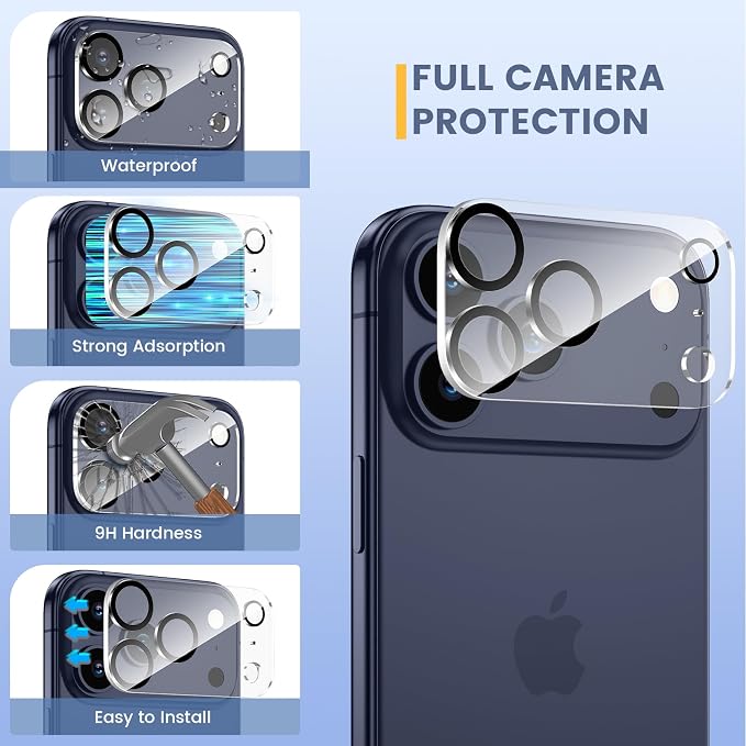 Maxdara for iPhone 17 Pro Screen Protector (6.3 inches) | iPhone 17 Pro Back Screen Protector and Front Screen Protector with Camera Protector, 9H Hardness - Image 5