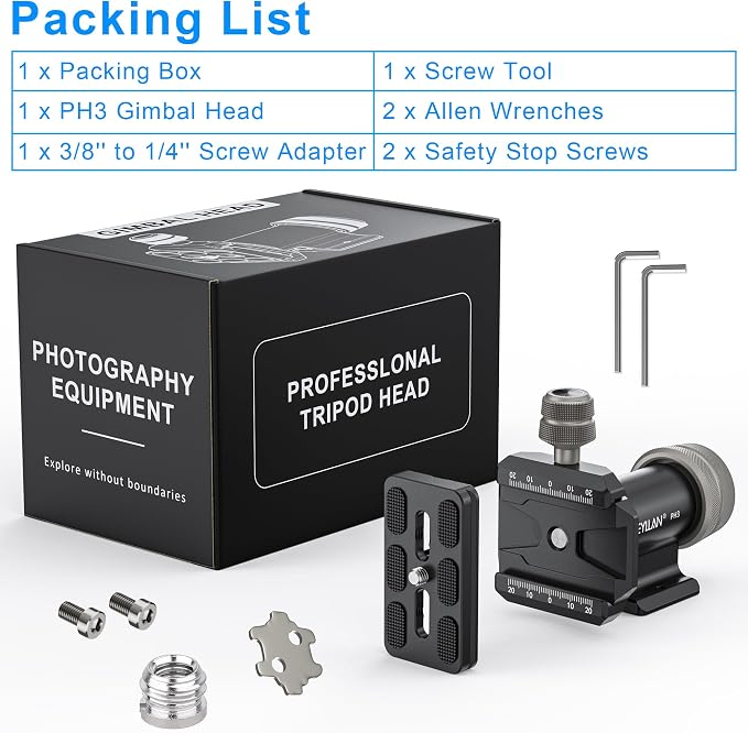 WEYLLAN PH3 MonoGimbal Head for Tripod Monopod, CNC All Metal Side Saddle Gimbal Tilt Head with Arca Swiss Quick Release Plate, Compatible with Camera, Telephoto Lenses, Max Load 22lbs/10kg - Image 7
