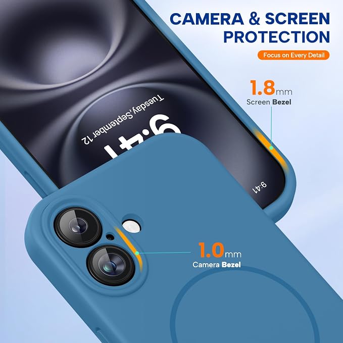 miracase Magnetic for iPhone 16 Plus Case, [Soft Anti-Scratch Microfiber Lining], Compatible with MagSafe, Liquid Silicone Shockproof Drop Protection Phone Case for 16 Plus,Capri Blue - Image 8