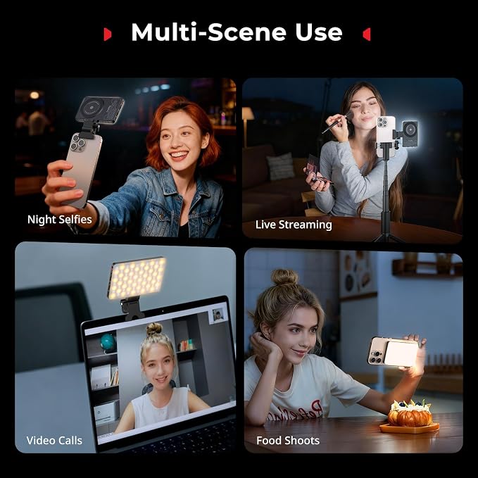 SmallRig M3 Magnetic Selfie Phone Light with Clip, Portable Light | 2000mAh, 120 LEDs, 2700K-6500K, for Content Creators Video Recording, for iPhone/Laptop/Camera/Webcam (Ink Blue) - 5505 - Image 8