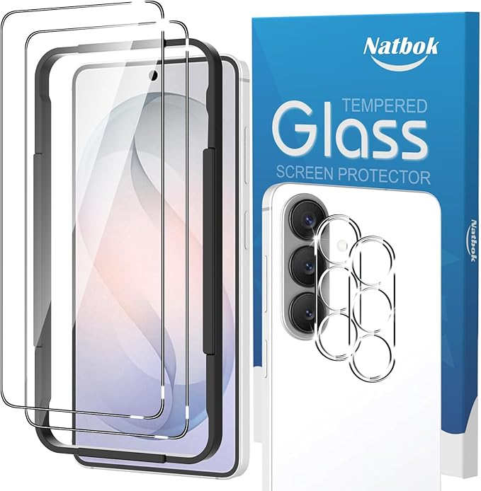 2+2 Pack for Samsung Galaxy S26 Screen Protector with Camera Lens Protector,Full Coverage 9H Tempered Glass Film,HD Clear Scratch Resistant,Bubble-Free for Samsung Galaxy S26 Screen Protector by Natbok