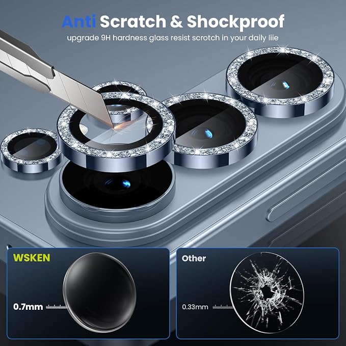 WSKEN for Samsung Galaxy S26 Ultra Camera Lens Protector - Ultra Thin | Case Friendly, 9H Shatterproof Tempered Glass, Anti Scratch Metal Circle, Camera Screen Protector Cover Accessories, Blue - Image 3