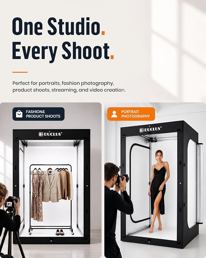 Photo Light Box 47×39×79 Inch for Clothing Photography, 400 LED Studio Shooting Tent with 8 Light Panels, CRI 96+, 12000lm Daylight, 3 Matte PP Backdrops for Bags, Models & Large Products - Image 7