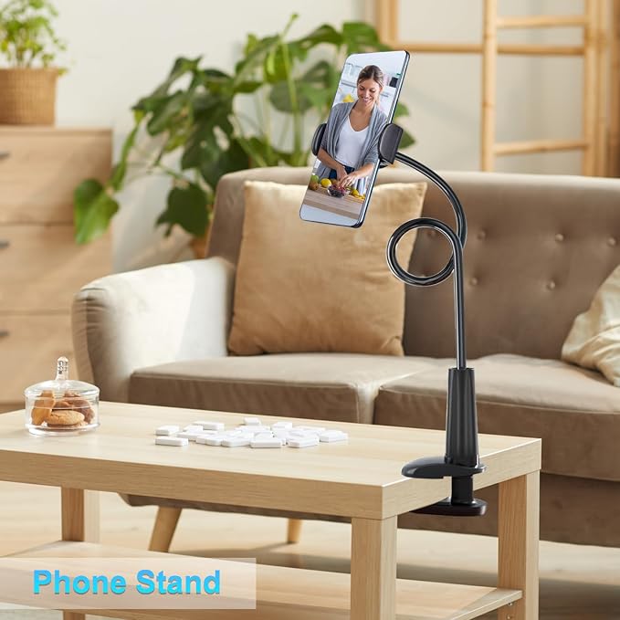 Webcam Stand for Desk, Flexible Gooseneck Webcam Mount Holder Arm with Phone Holder, Web Cam Stand Computer Camera Desk Mount for Logitech C922 C930e C920S C920 C615 C960 C920x BRIO 4K NexiGo N60 - Image 6
